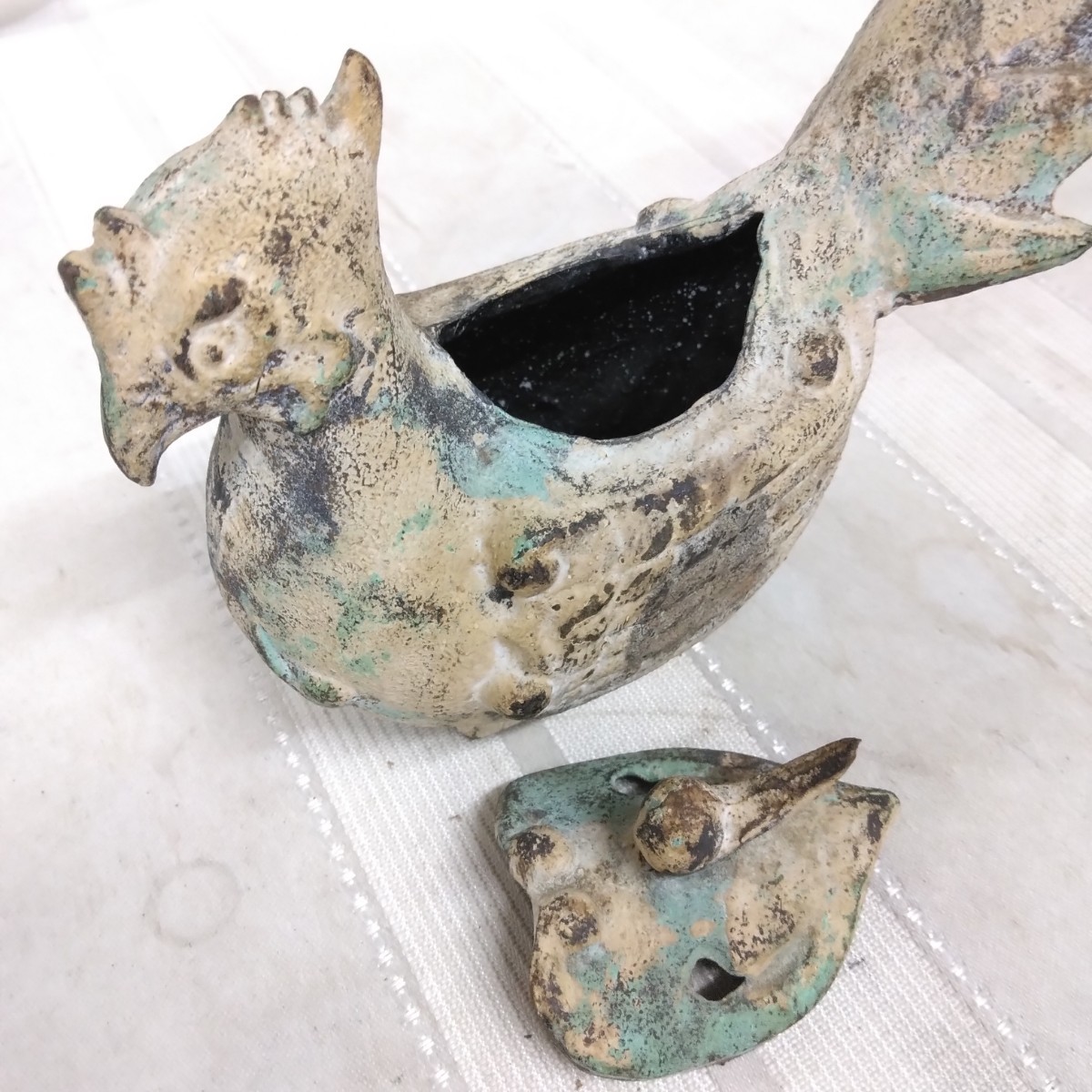 【香炉】雉/きじ/キジ 鳥 青銅製 美術置物 アンティーク オブジェ 拍卖