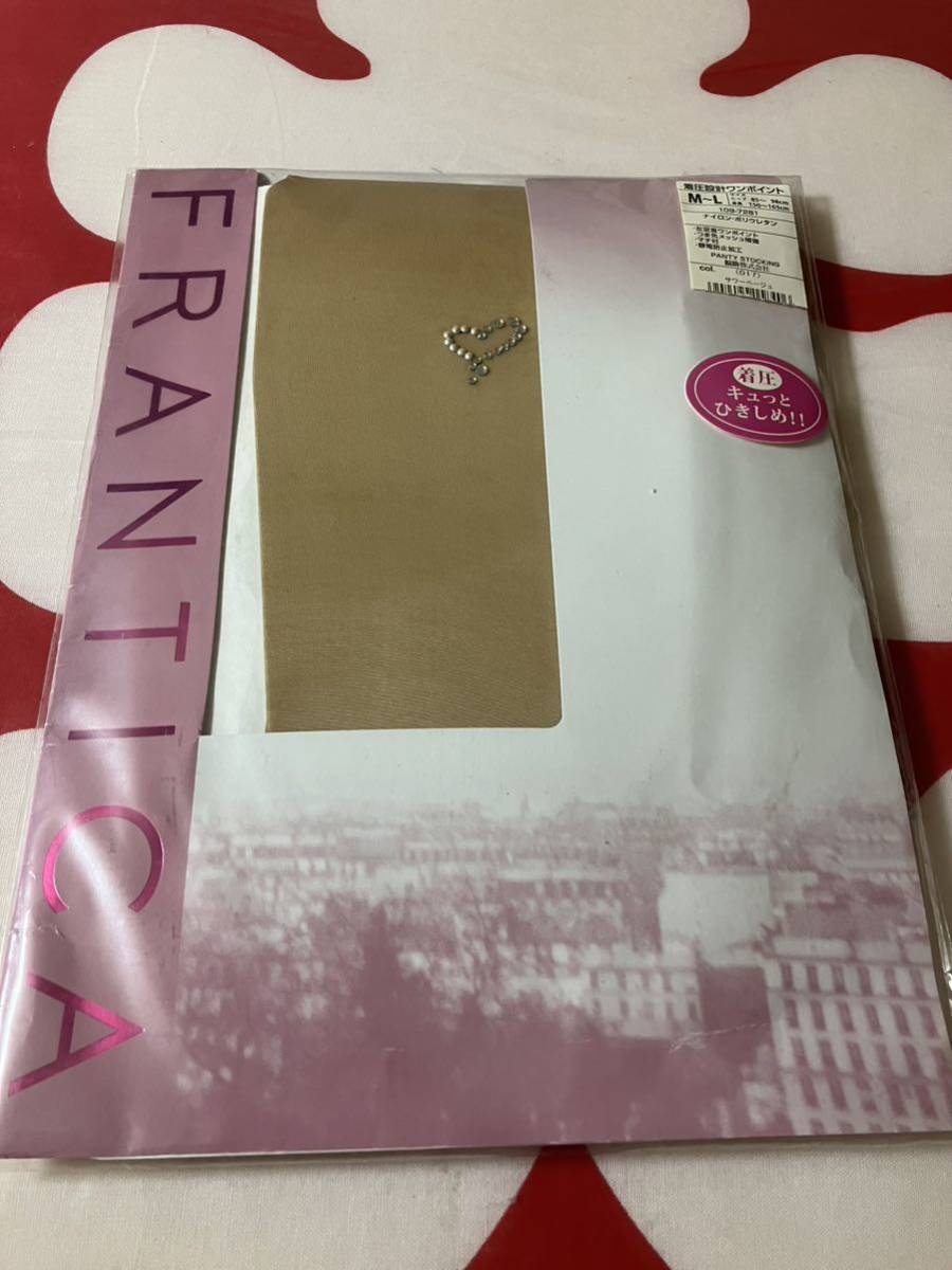 fukuske frantica 着圧設計ワンポイント panty stocking 左足首 マチ付 つま先メッシュ補強 サワーベージュ パンティストッキング 福助拍卖