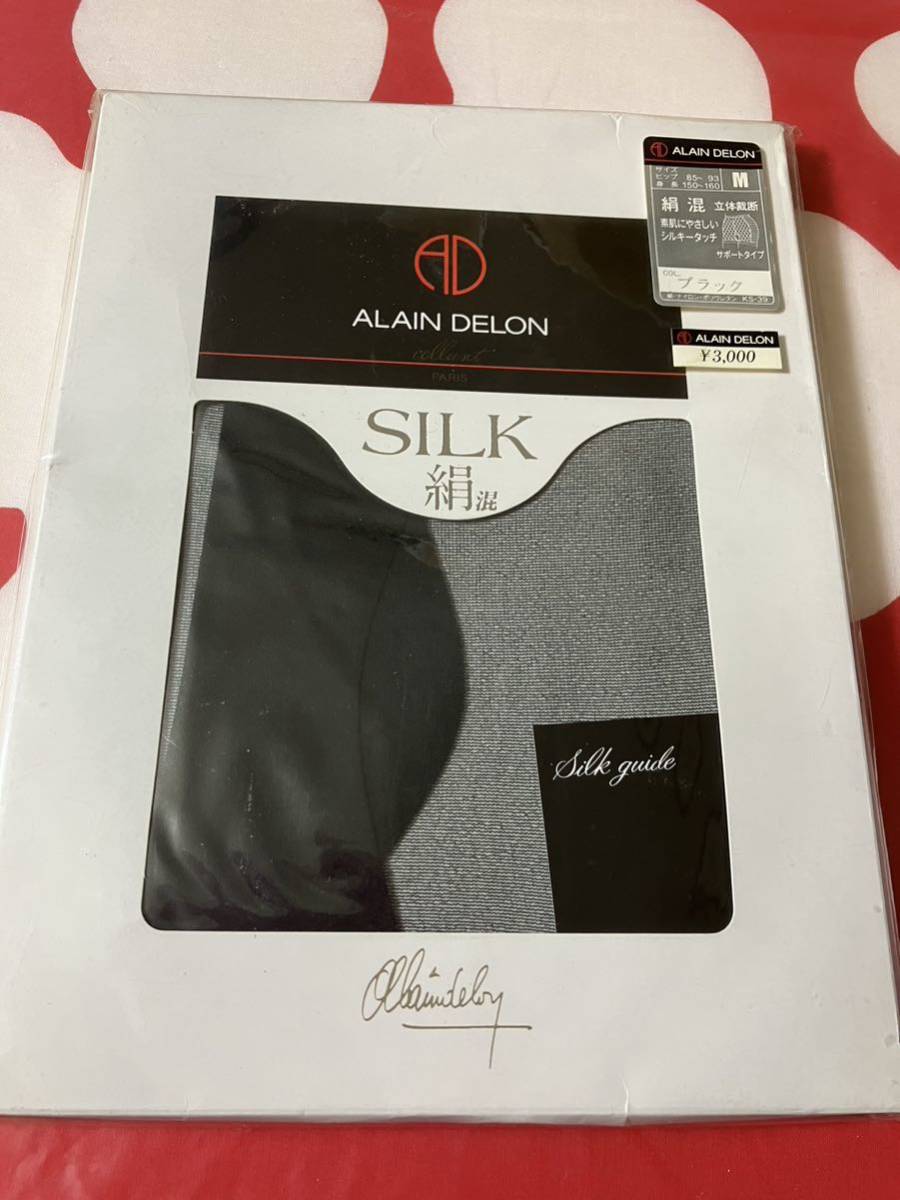 ALAIN DELON M 絹混 サポートタイプ シルキータッチ silk クオーレ アランドロン パンティストッキング パンスト ブラック 黒拍卖