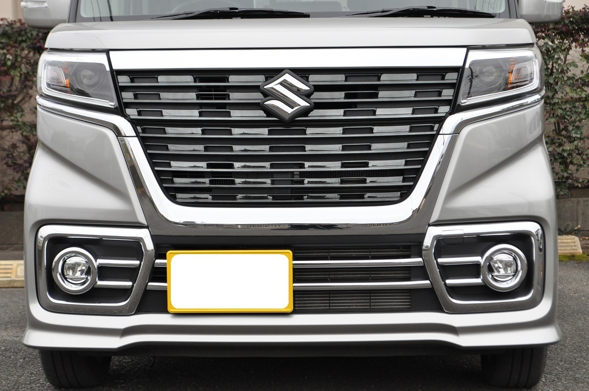 送料無料 MK53S スペーシアカスタム フォグランプカバー/バンパーモール クローム ガラスコーティング施工済み 拍卖