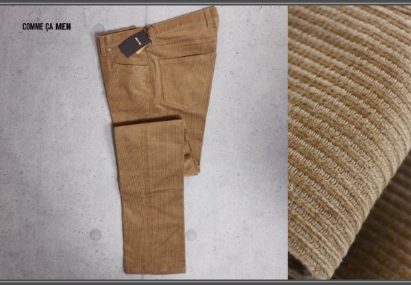 新品 コムサメン 秋冬 8ウェル ストレッチ コーデュロイ パンツ Sオーク/定価1.8万円/COMME CA MEN/スラックス/拍卖