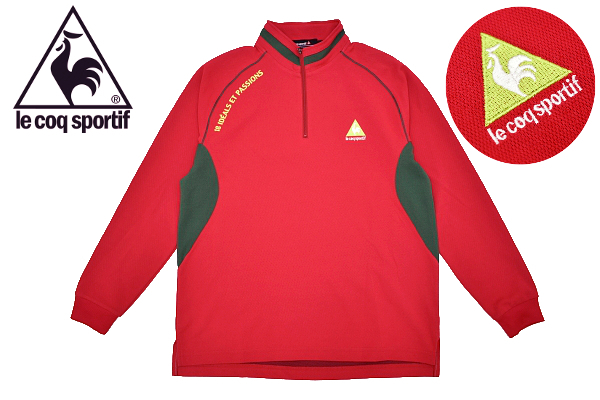 Y-6871★送料無料★le coq sportif GOLF COLLECTION ルコックスポルティフ ゴルフコレクション★レッド ハイネック 長袖 シャツ M拍卖