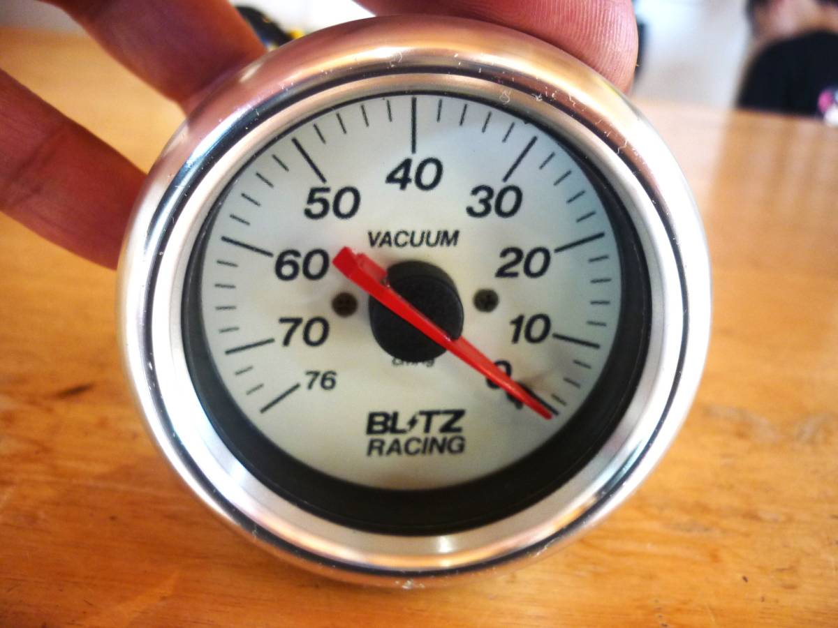 安心の消毒済 ブリッツ 機械式 バキューム計 60パイ メータ稼働・イルミ点灯確認済み 送料520円もOK 白 ホワイト拍卖