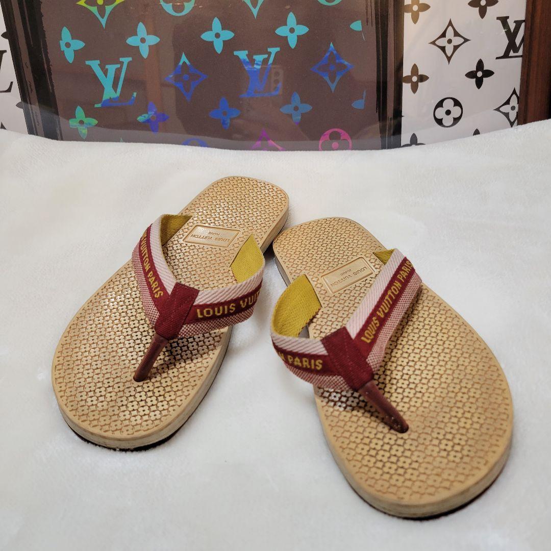 ルイヴィトン ロゴ レッド サンダル ビーサン フラットシューズ拍卖