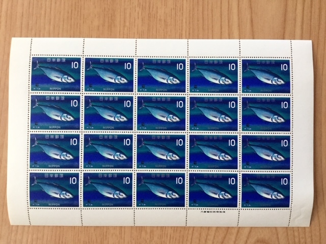 魚介シリーズ かつお 10円 1シート(20面) 切手 未使用 1966年拍卖