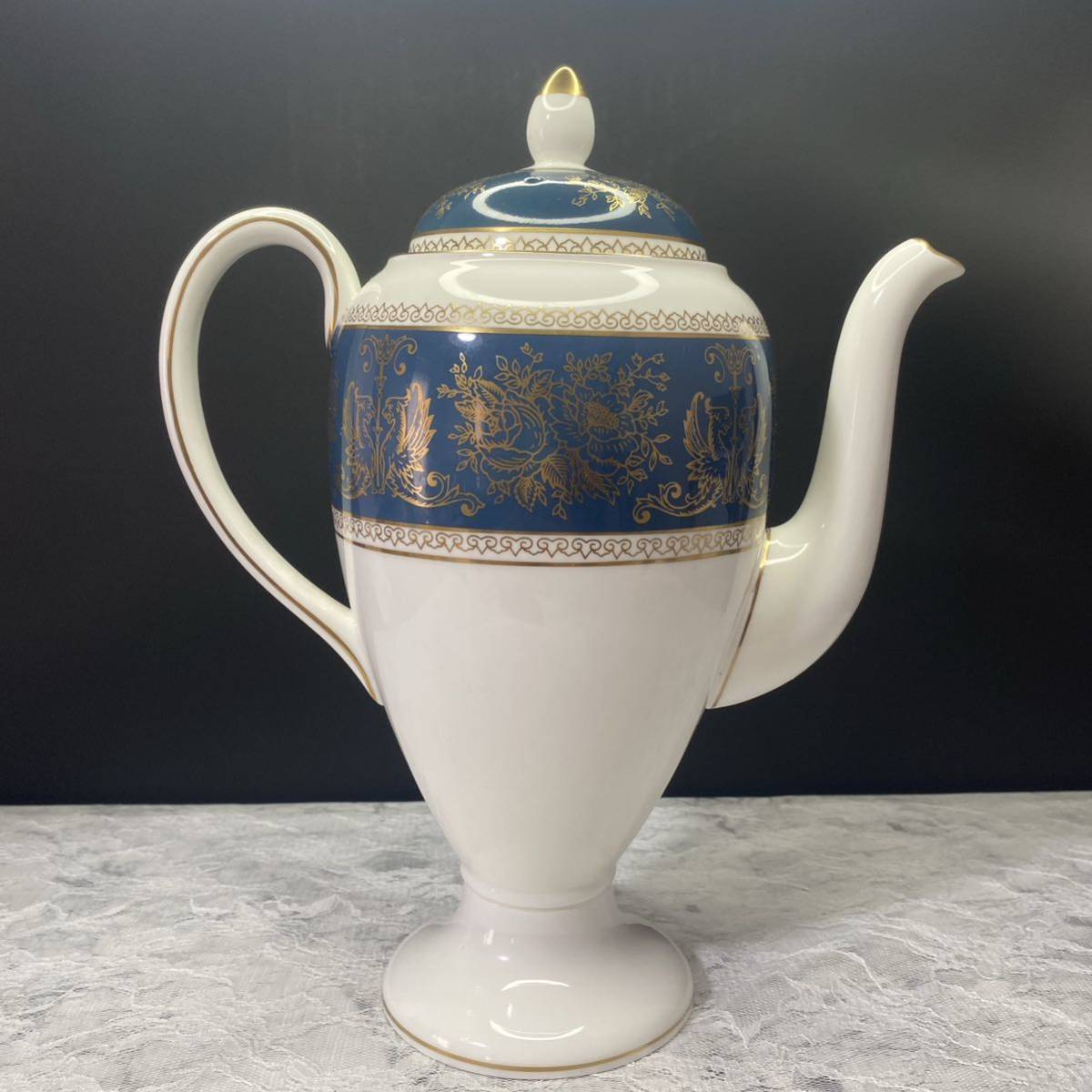 ウェッジウッド コーヒーポット WEDGWOOD コロンビア ブルーゴールド拍卖