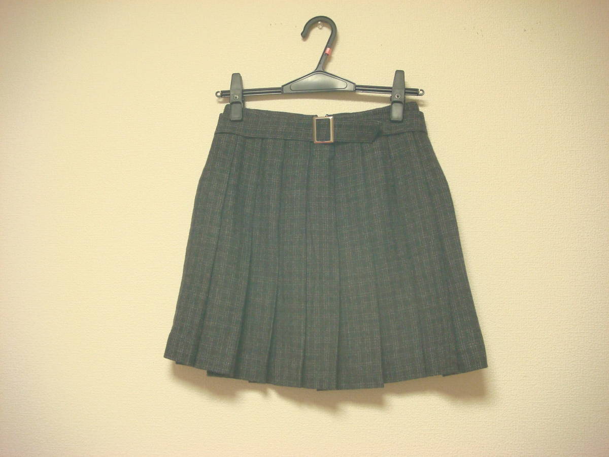 ペイトンプレイス ツイード チェック柄 前プリーツ スカート ベルト付き拍卖