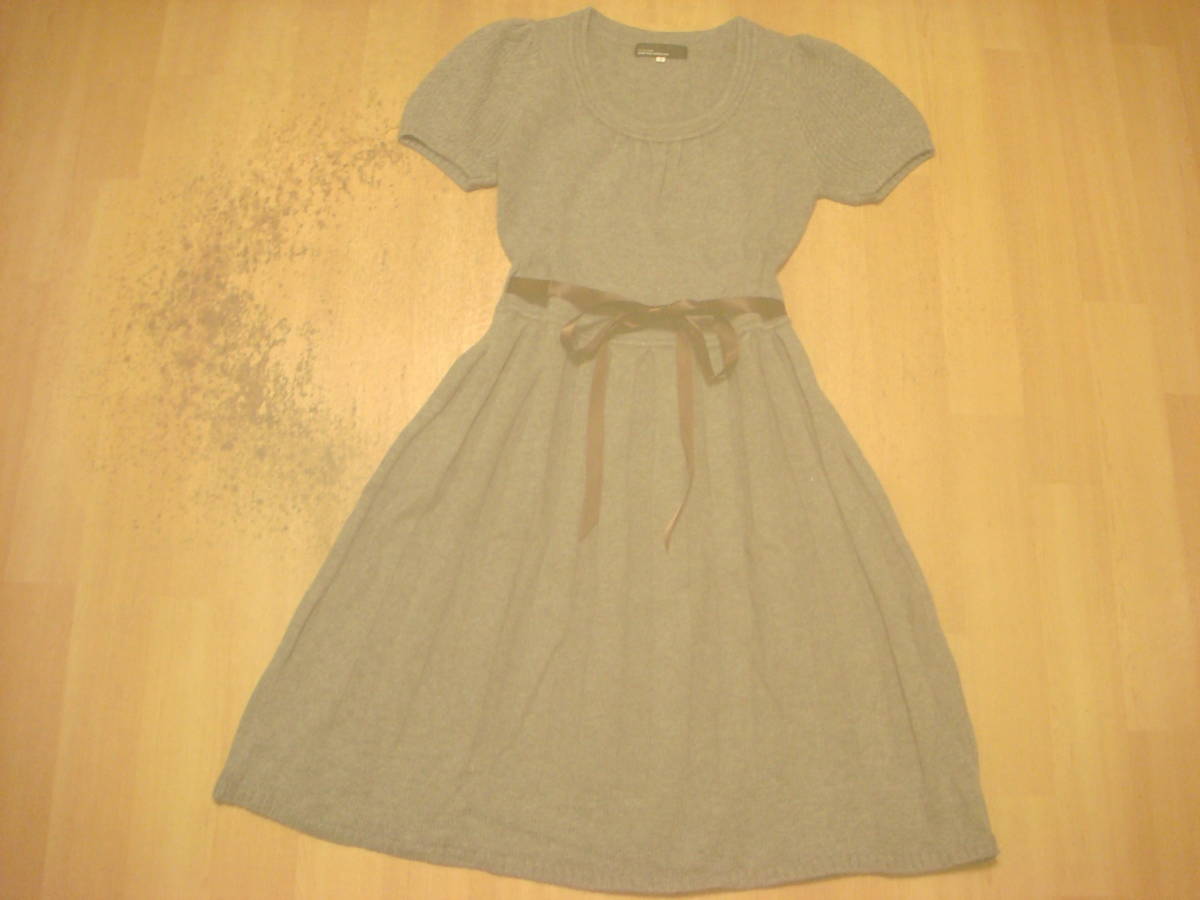 クリアインプレッション 変わり編み ニット ワンピース グレー 美品 アンゴラ混拍卖