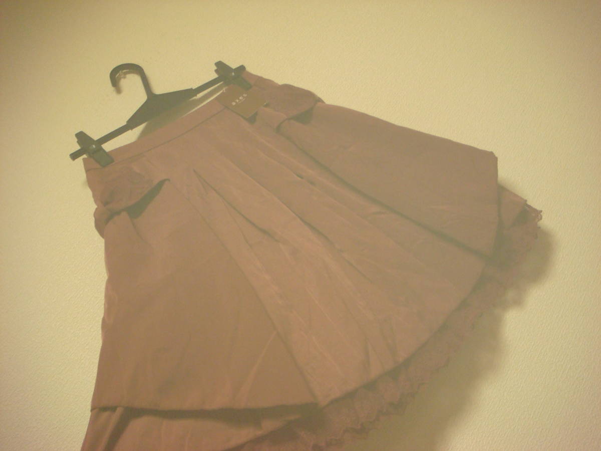 アクシーズファム サイド リボン付き スカート レンガ系 タグ付き未使用拍卖