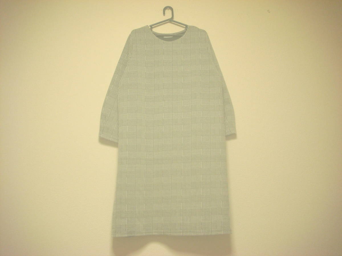 大きいサイズ 千鳥風柄 厚手 ワンピース 黒白 LL 3L 美品拍卖
