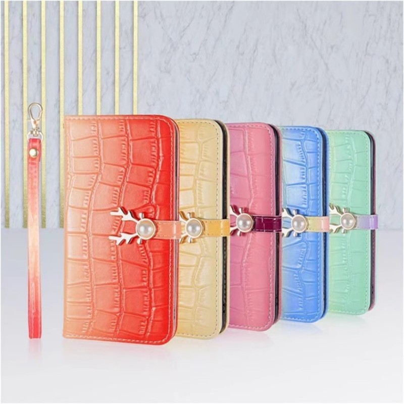 iPhone 14 Pro Maxケース 6.7インチ スマートフォンカバー グラデーション レザー手帳型 ヘラジカ ストラップ付き ソフトカバー おしゃれ拍卖