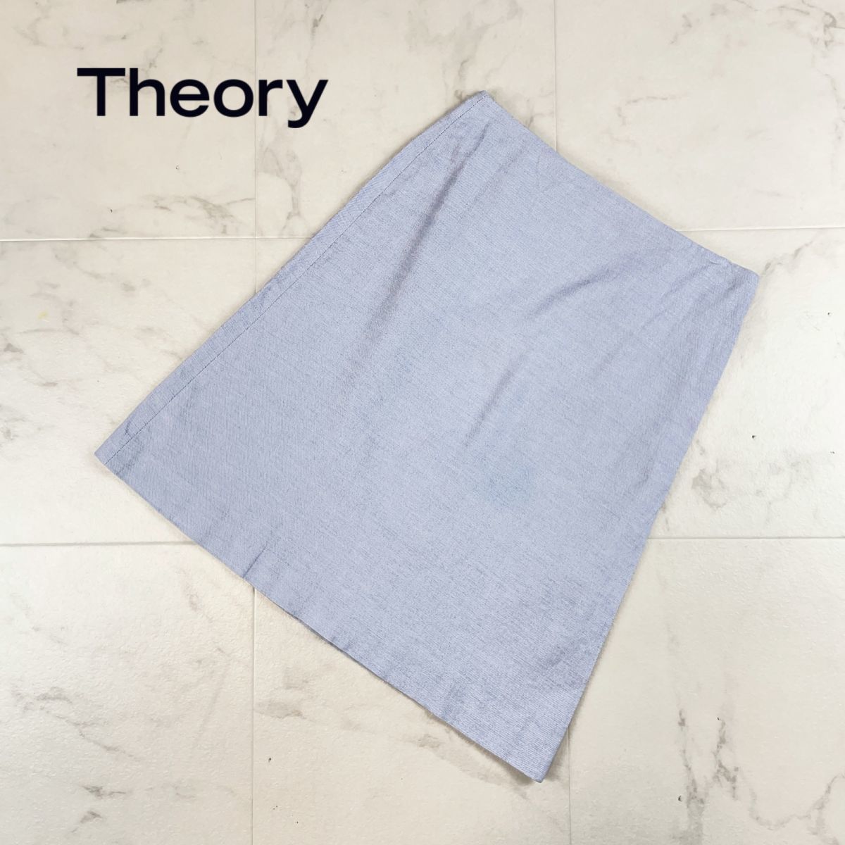 美品 theory セオリー 小さいサイズ タイトスカート 膝丈 裏地無し 水色 ライトブルー サイズ00*JC953拍卖