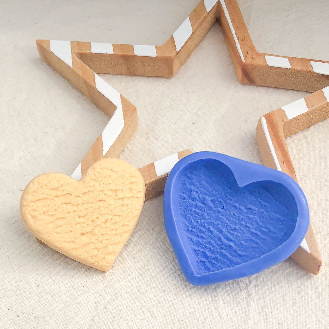 285 ハートクッキー型 リアルサイズ ビスケット ブルーミックス シリコン スイーツ デコ パーツ モールド 樹脂粘土 ハンドメイド拍卖