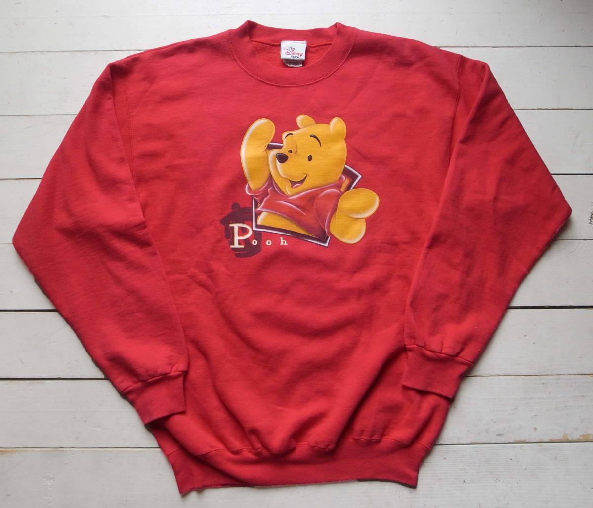 90's Disney くまのプーさん 両面リンクプリント スウェット L/XL 赤 USA製 ビンテージ ディズニー MICKEY MOUSE ミッキーマウス拍卖