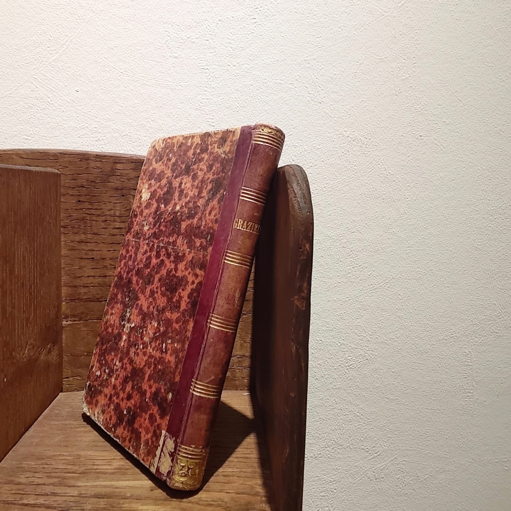アンティークブック 1800年代 19世紀 フランス ラマルティーヌ グラジエラ GRAZIELLA 洋書 古書 ディスプレイ本 革背表紙拍卖