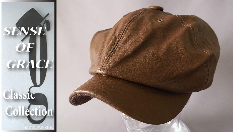 graceグレース★レザーアップルキャスケット【茶】新品 定価¥4300 サイズ調節可能 男女兼用 センスオブグレース拍卖