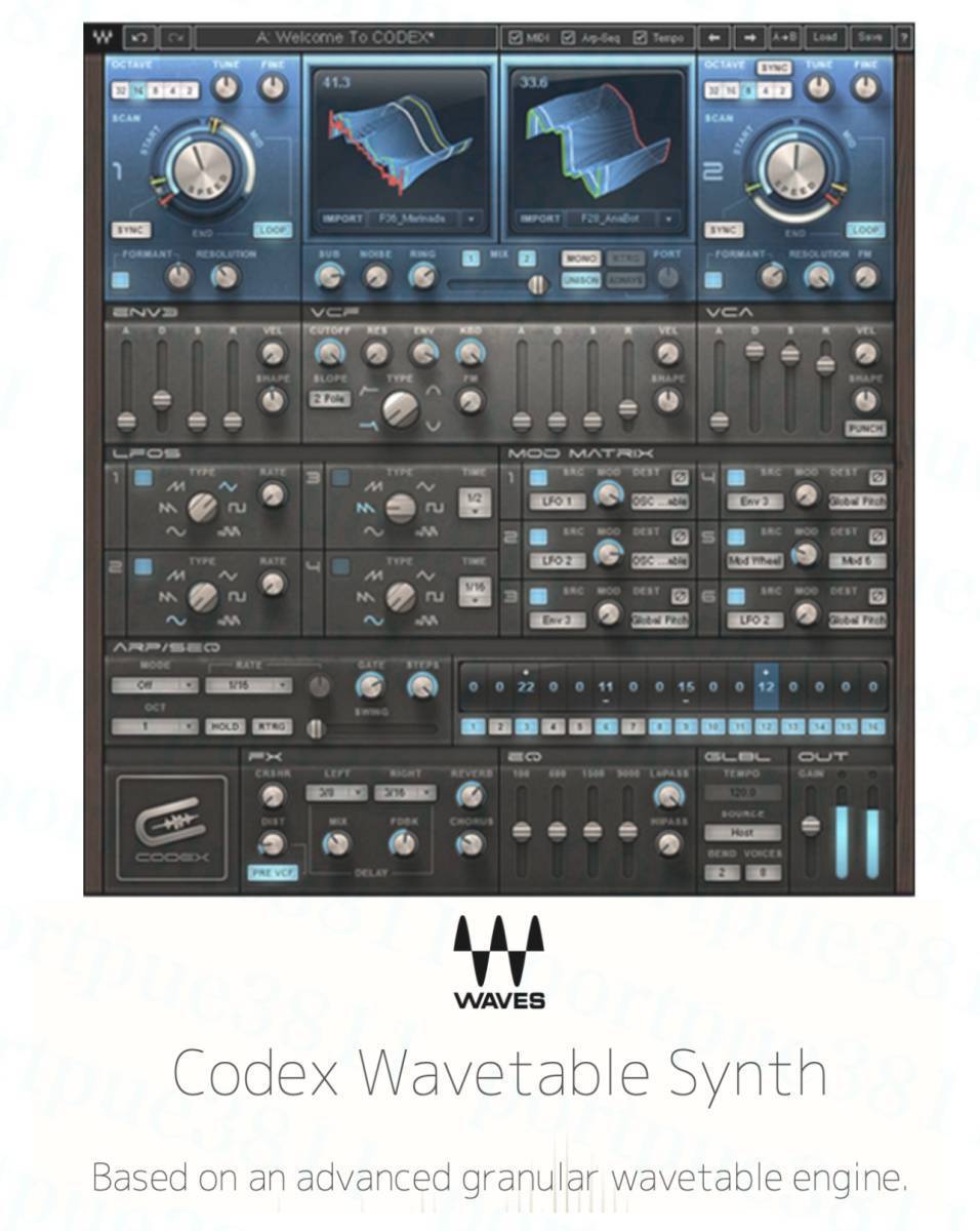 正規品 WAVES Codex Wavetable Synth ダウンロード版 未使用 Mac/Win拍卖