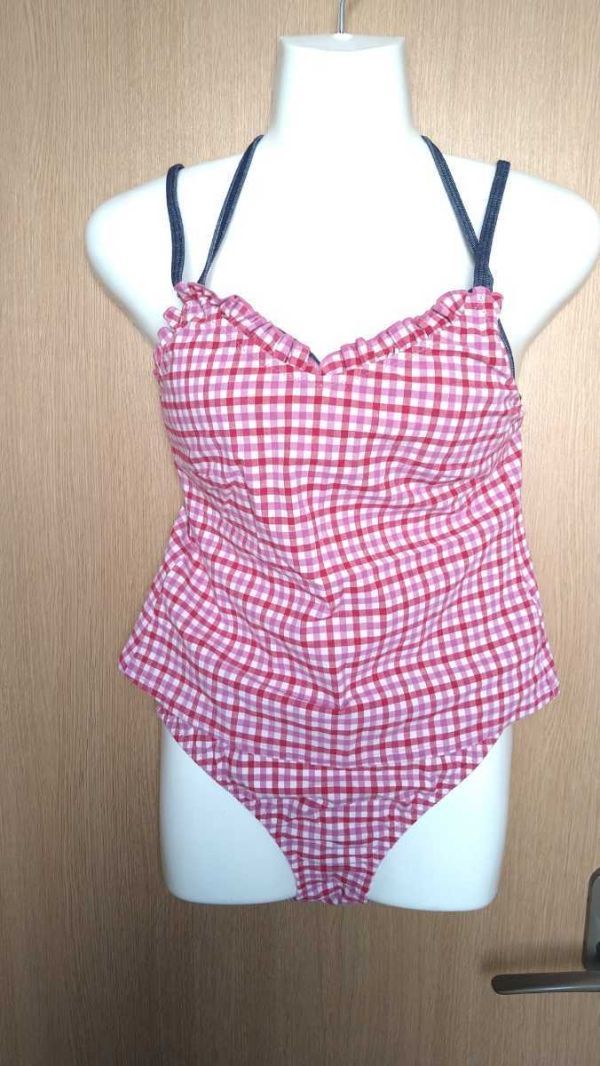 ★キュートな印象★紫×白・ギンガムチェック柄ビキニ3点セット★ワイヤー入★11L★(株)アルジャン★セットアップ★拍卖