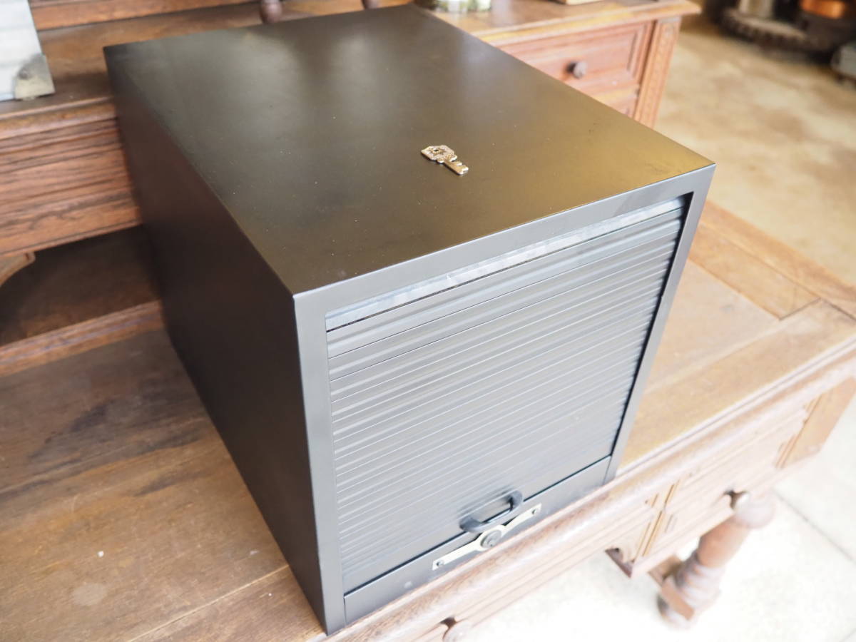 【5段事務用スチールラック】シャッター引出し書棚アイアン収納ケースおもちゃ箱文具古道具アンティークインテリア骨董デスク卓上机拍卖