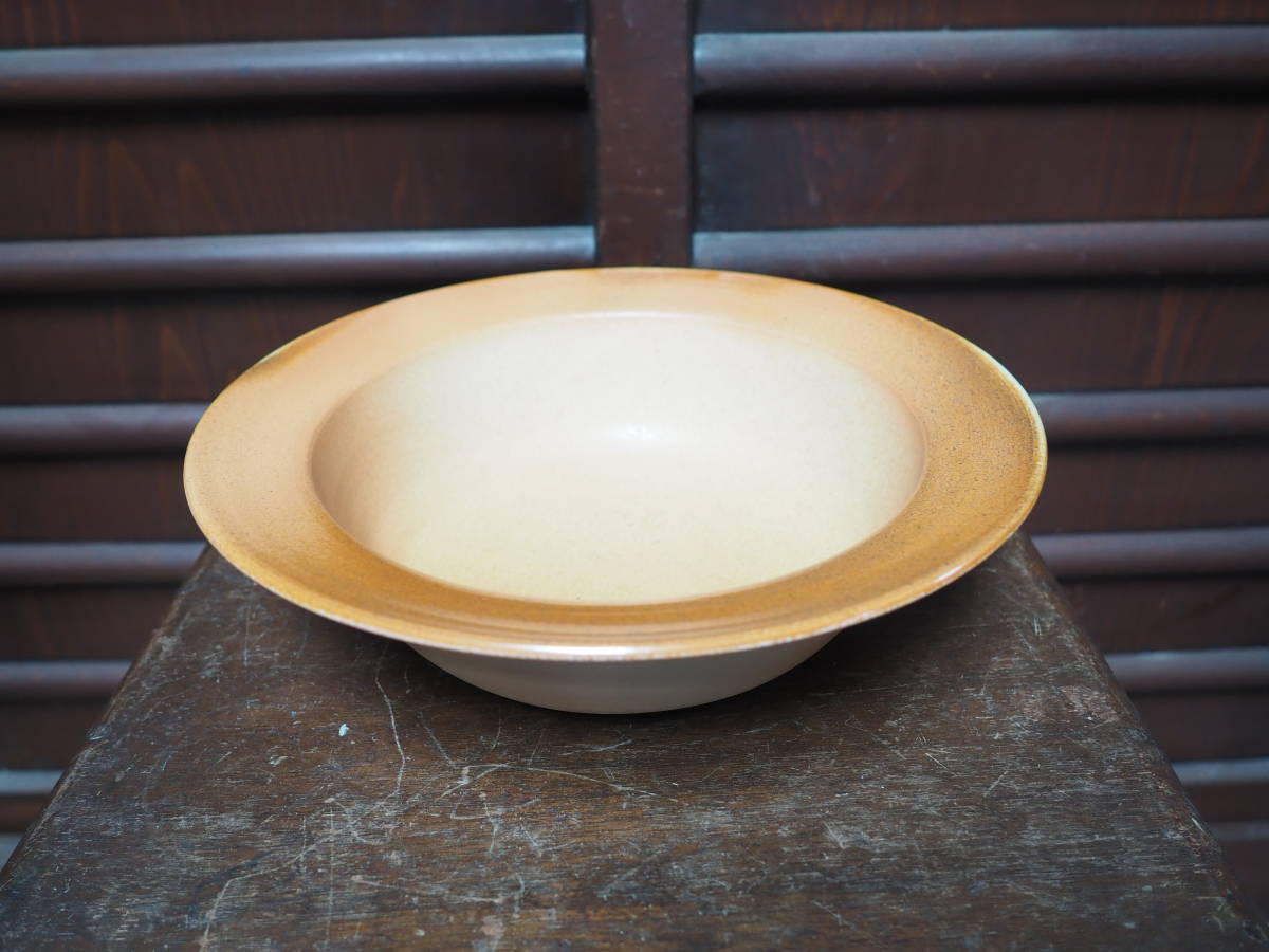 【焼き締め白備前リム大鉢A】天麩羅和食器自然釉寿司屋料亭割烹懐石旅館民宿御造り刺身信楽常滑穴窯薪窯陶芸焼き物長角皿花器茶道華道拍卖