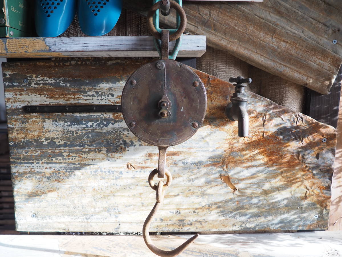 【アメリカンアンティーク真鍮製吊り下げスケール】単位英国アンティーク量り天秤キッチンスケール古道具インテリア骨董インダストリアル拍卖