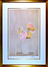 カトラン(グレーの背景のピンクの静物)リトグラフ 真性保証 Acre拍卖