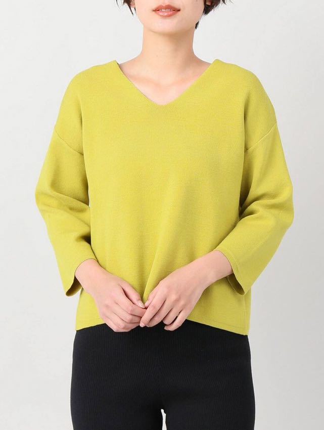 イエロー Vネックプルオーバー 長袖 トレンド 人気 レディース 最新 カットソー 黄色 セレクトショップ ブランド オフィス カジュアル拍卖