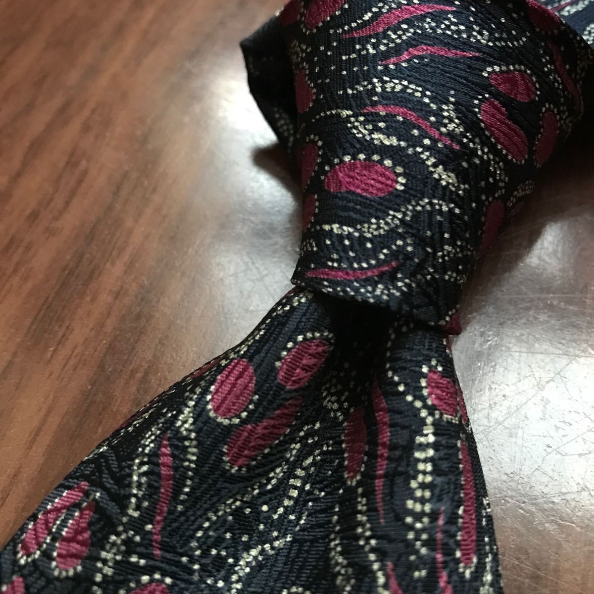 LANVIN ランバン ネクタイ ネイビー プリント柄拍卖