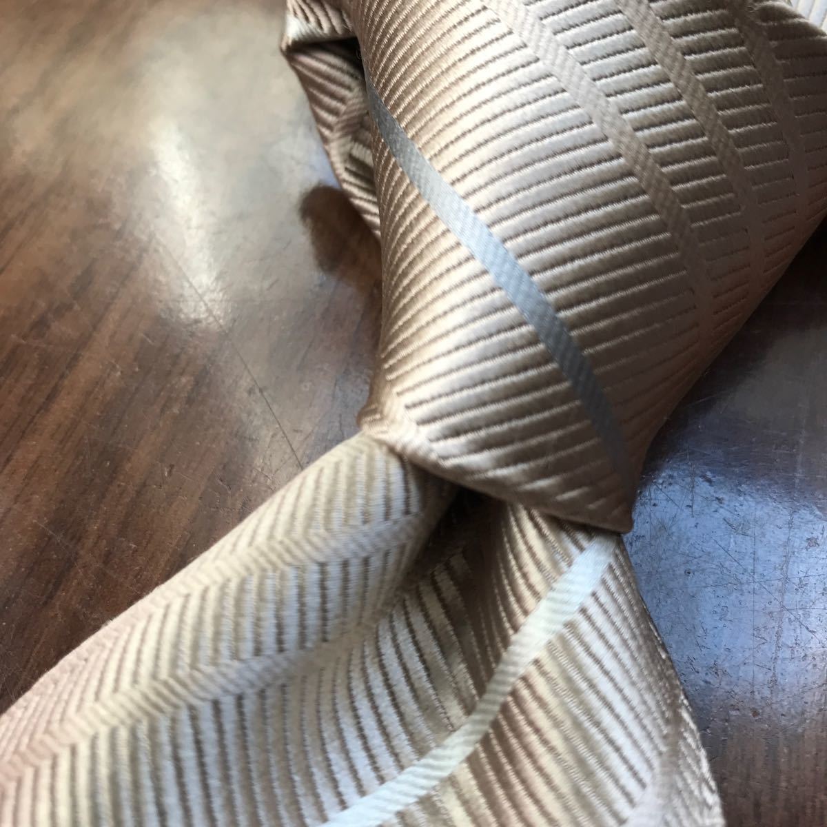 DAKS ダックス ネクタイ ライトブラウン ベージュ ストライプ拍卖