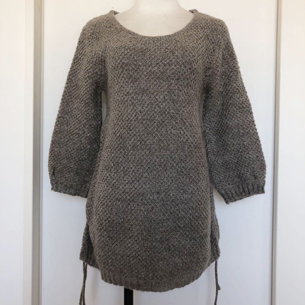 Plant Bland プラントブランド ワッフルニット コクーンシルエット 袖短め グレージュ M ★1000拍卖