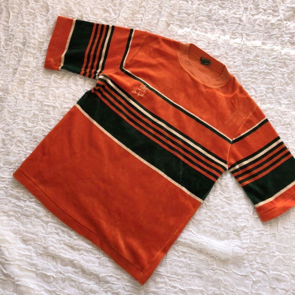 Surf rider MACOS レトロ カジュアル アメカジ ベロア 半袖 ボーダー カットソー ★1000拍卖