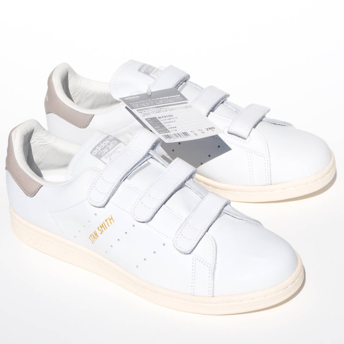 デッド!! US 10 / 28 新品!! 限定 17年製 adidas Originals STAN SMITH CF スタンスミス 白xグレー 天然皮革レザー コンフォート ベルクロ拍卖