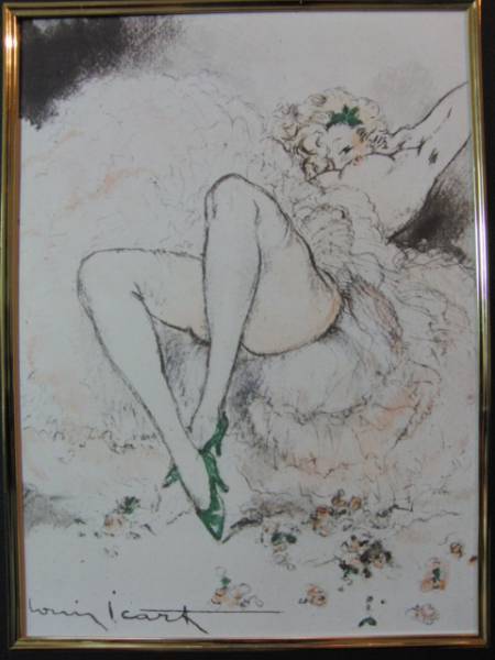 ルイ・イカール限定版・アールデコ/娘/版上サイン、希少な額装用画集より、新品高級額装付、状態良好、送料無料、mori拍卖
