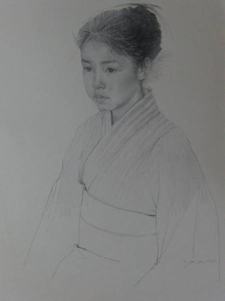 藤井勉、襟、豪華画版画、希少な大判額装用画集より、新品高級額装付、状態良好、送料無料、mori拍卖