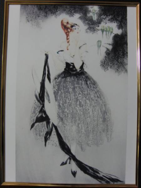 ルイ・イカール限定版・アールデコ/青いインコ、希少な額装用画集より、新品高級額装付、状態良好、送料無料、mori拍卖