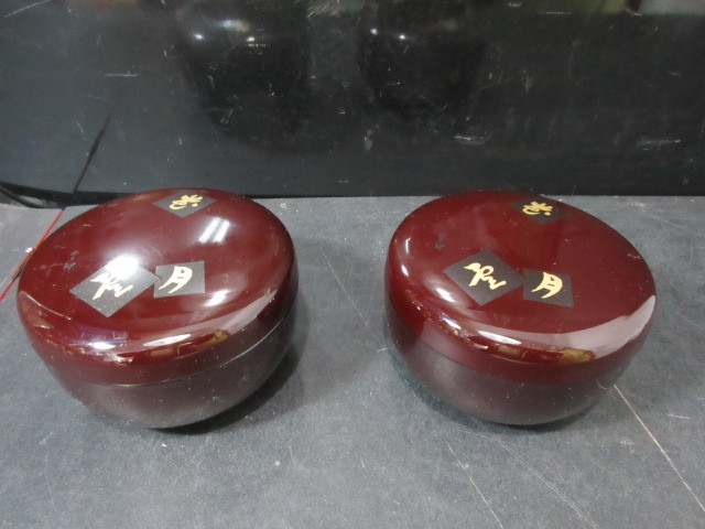 未使用 加賀 山中塗り 茶溜ちらし碗揃い 2客蓋付拍卖