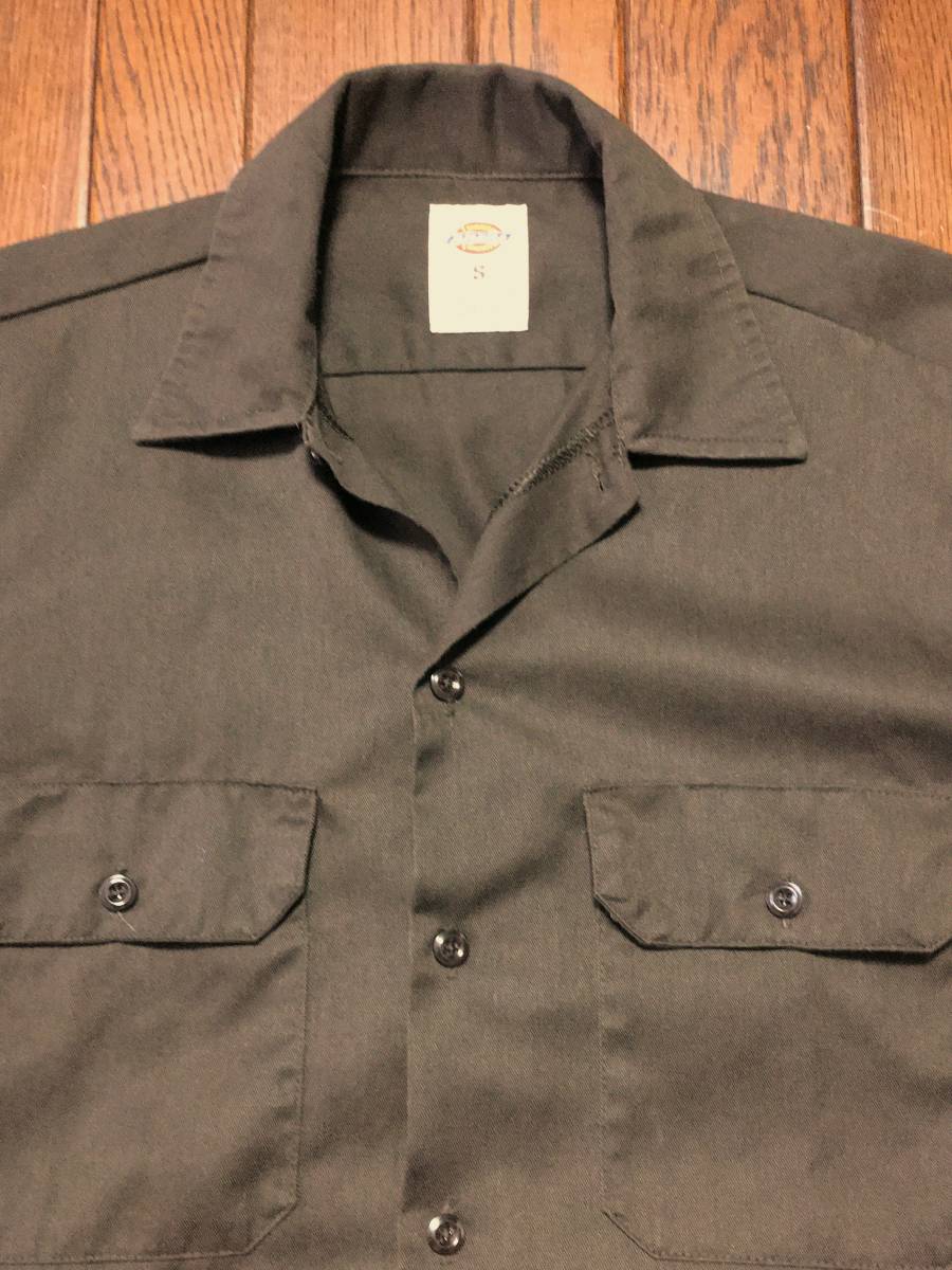 ディッキーズ DICKIES 長袖 ユーズド ワークシャツ S ダークブラウン 焦げ茶 検索 作業着 スケボー スケーター バイカー チカーノ拍卖