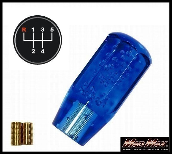 MADMAX トラック用品 クリスタル シフトノブ 泡 ショート 100mm ブルー いすゞ 07エルフ用/変換アダプター付【送料800円】拍卖