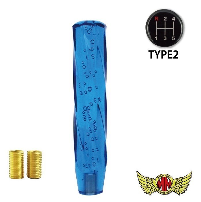 MADMAX トラック用品 ツイスト シフトノブ 泡 250mm ブルー いすゞ 超低PMエルフ用/変換アダプター付【送料800円】拍卖
