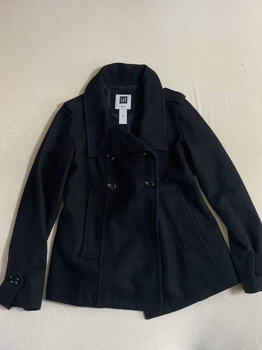 ギャップ GAP レディース ショート丈 Pコート ピーコート ギャップ ブラック アウタージャケット 黒 美品拍卖