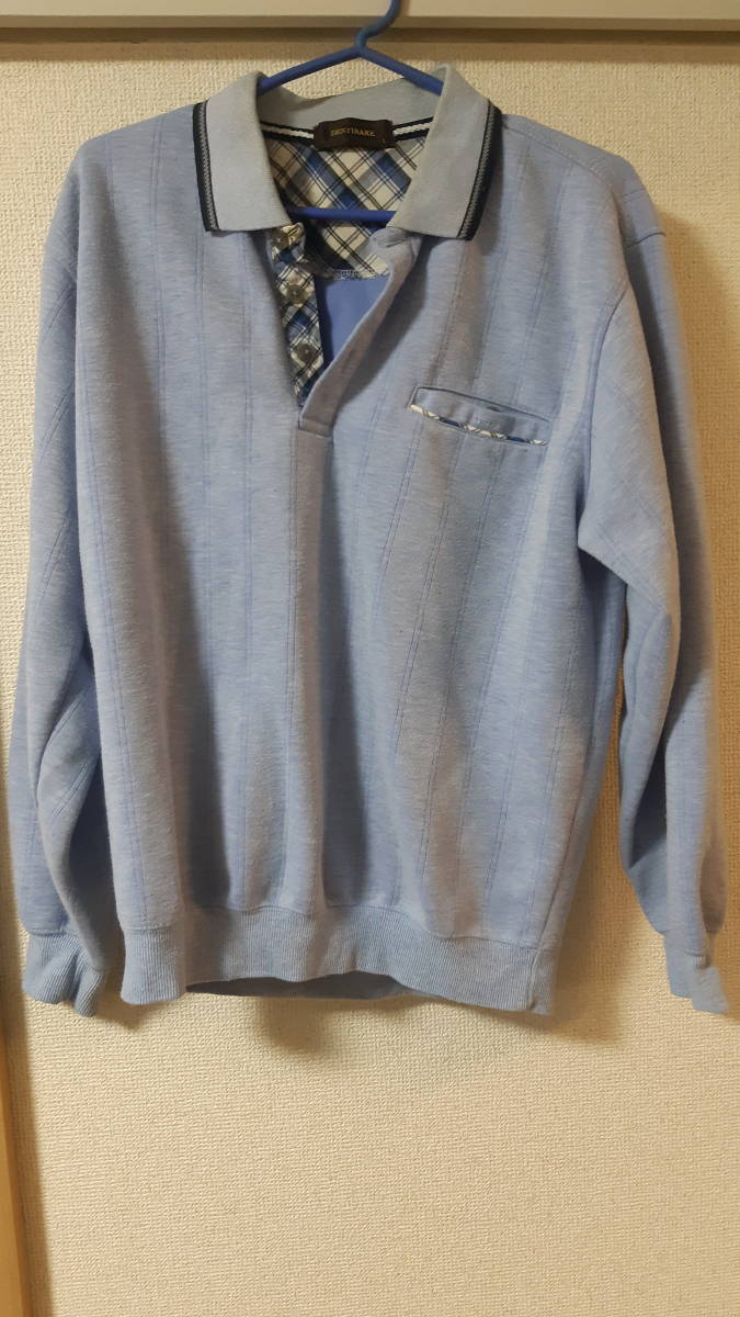 DESTINARE トレーナ ブルー チェック柄 胸ポケット スウェット Lサイズ 古着 拍卖