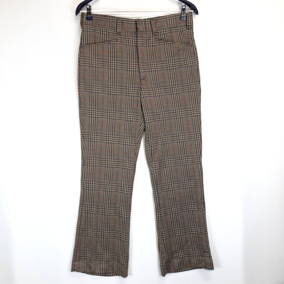 70s vintage KINGS ROAD SEARS シアーズ ブーツカット スラックスパンツ W32 柄もの拍卖