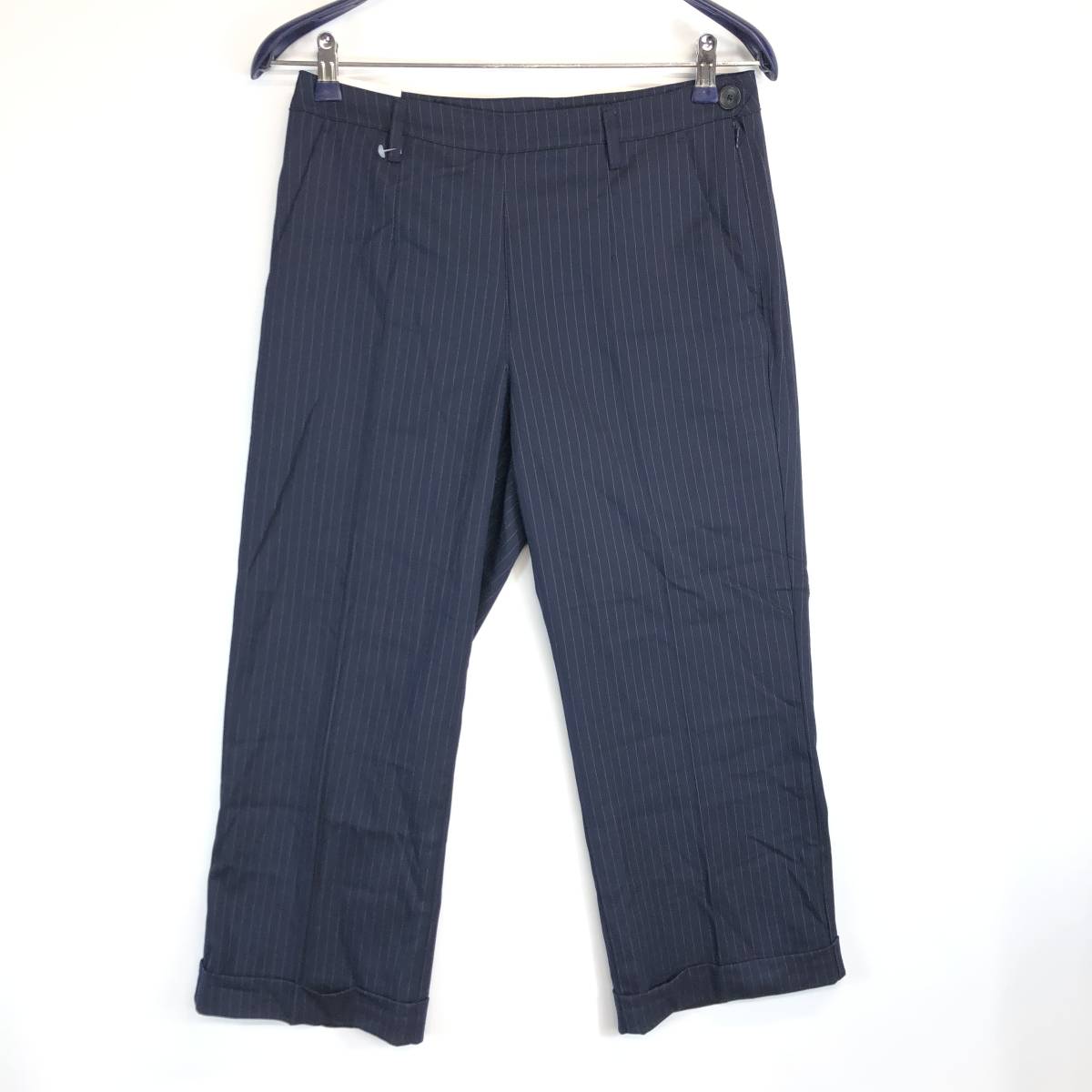 タグ付き UNIQLO ユニクロ ワイドストライプアンクルパンツ レディース70cm 221-161058拍卖