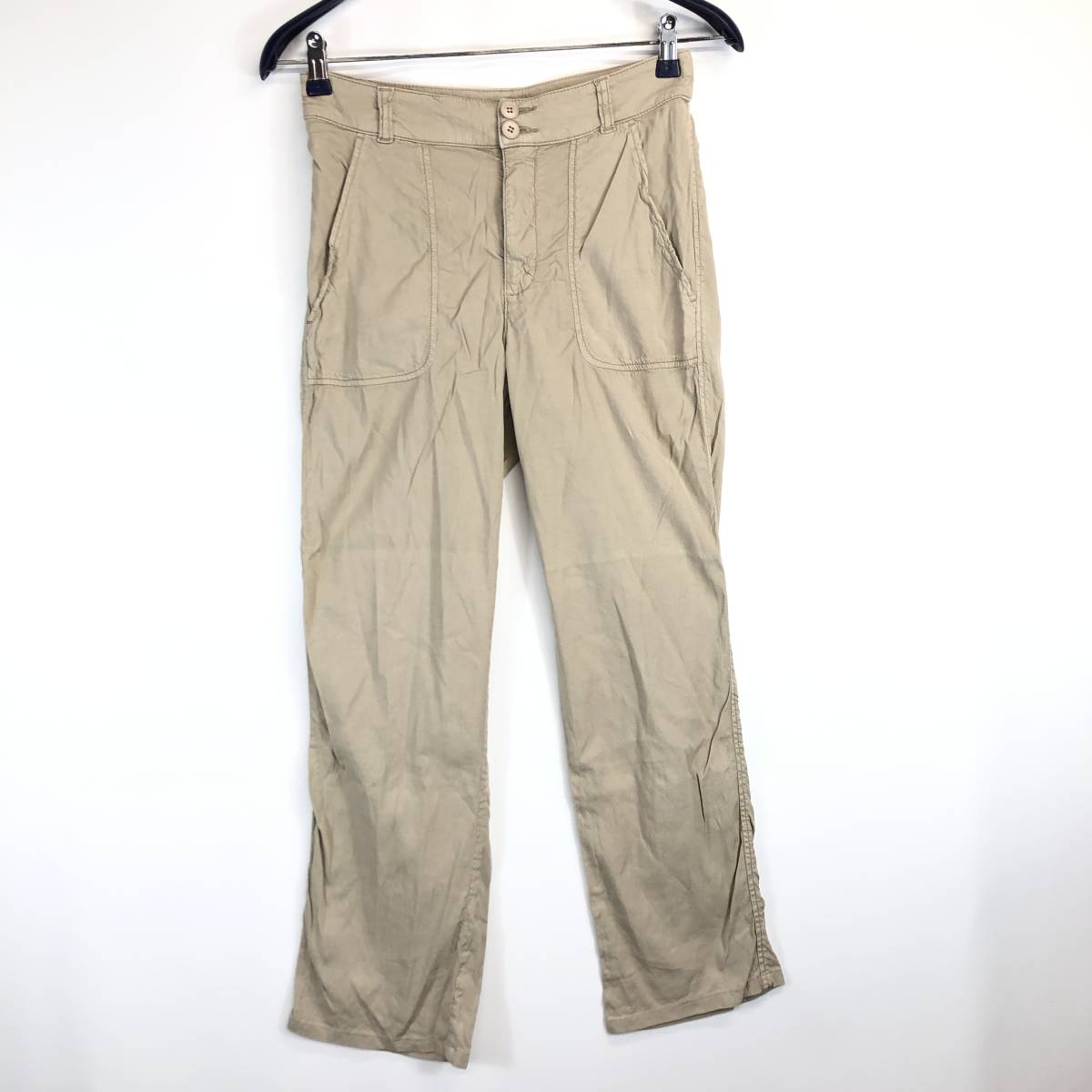 agns b. アニエスベー レーヨンコットンリネン ロングパンツ 36サイズ 日本製 レディース P273UAE1拍卖