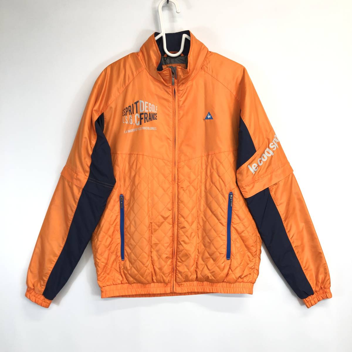 ルコックスポルティフ ゴルフコレクション 中綿ジャケット オレンジ デタッチャブル 半袖 長袖 2way Mサイズ QG6283拍卖