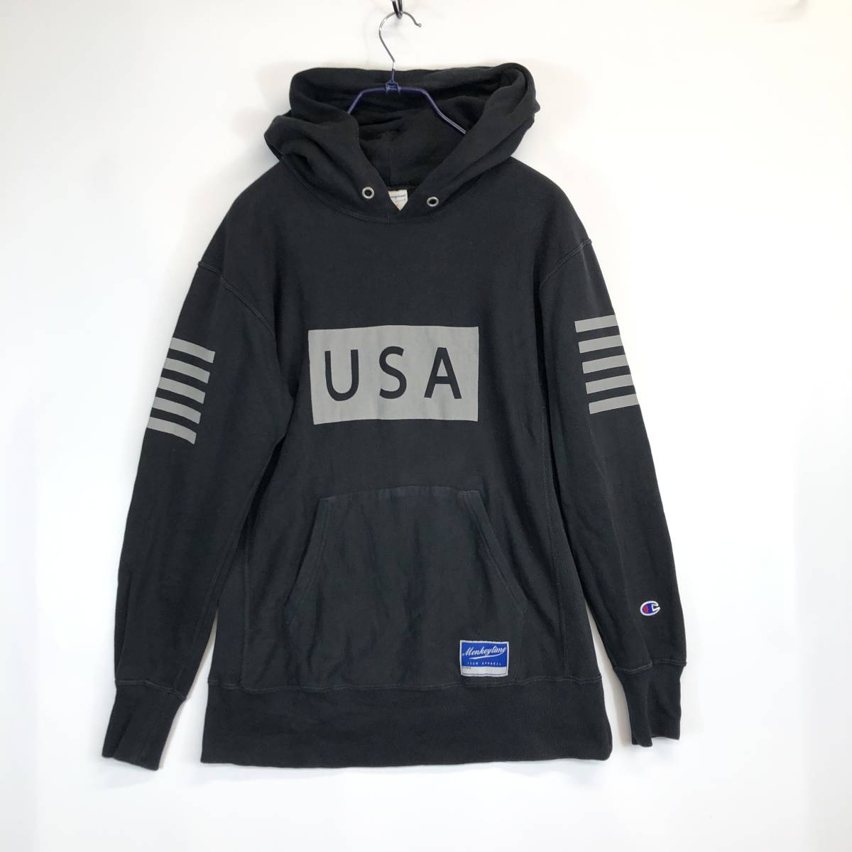 チャンピオン モンキータイム別注 リバースウィーブ スウェットパーカー Sサイズ USA ブラック C8-F106拍卖