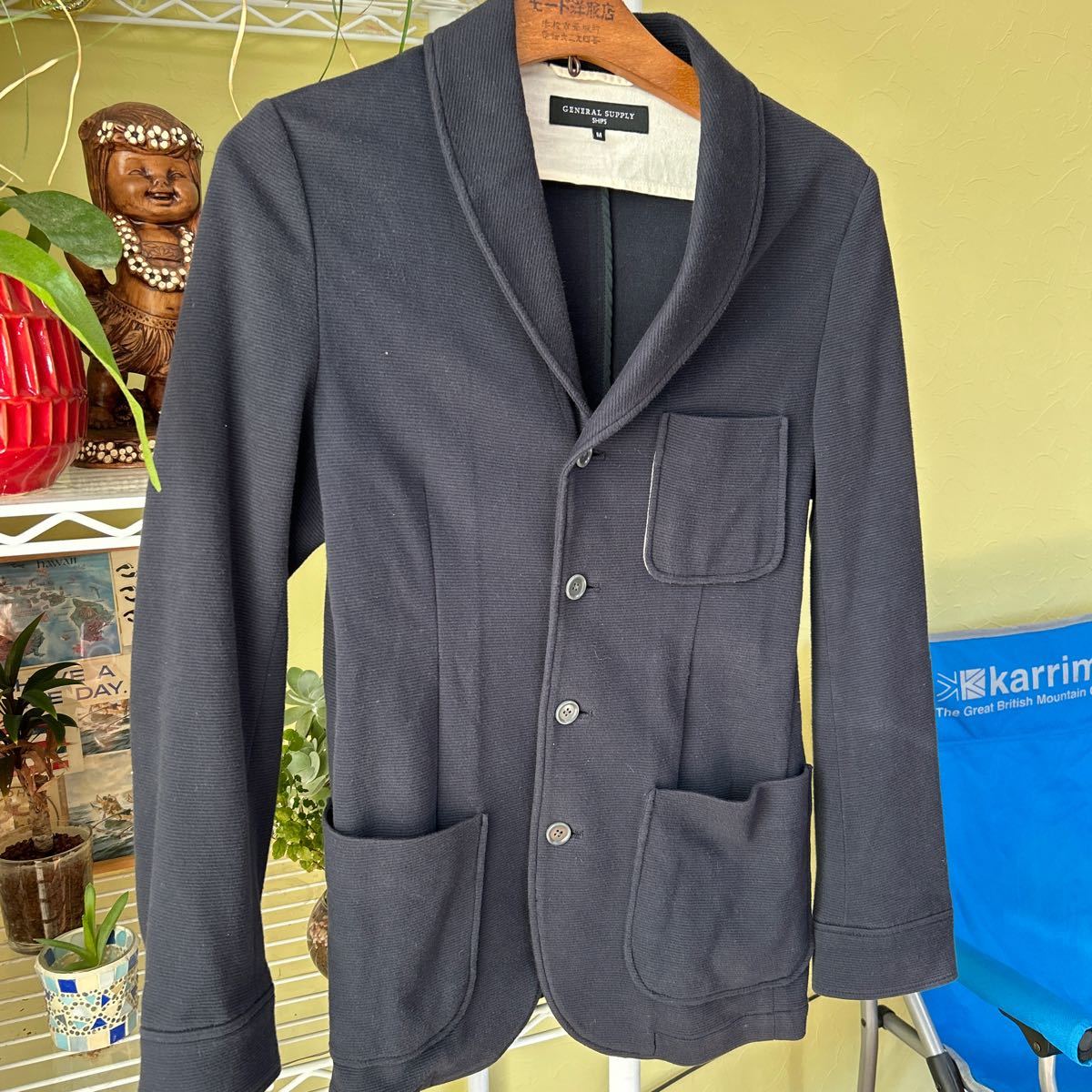 シップス 綿ニット テーラージャケット 紺 SM拍卖