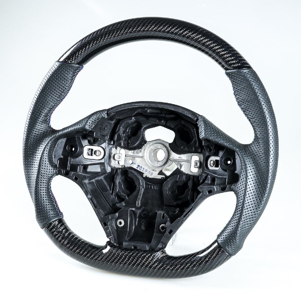 BMW用 F30 F31 F34 F35 F20 F21 F22 F23 F32 F33用 D型 ステアリング ホイール ハンドル カーボン×本革パンチングレザー拍卖