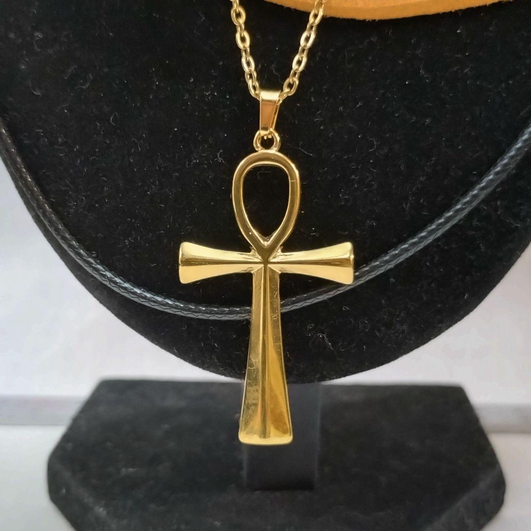 ステンレス製 古代エジプトヒエログリフ アンク ANKUのネックレス 金色拍卖