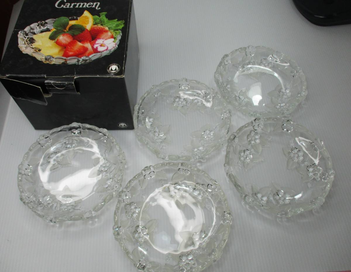 S-984 カルメン Carmen ぶどう絵 ガラス皿 5枚セット拍卖